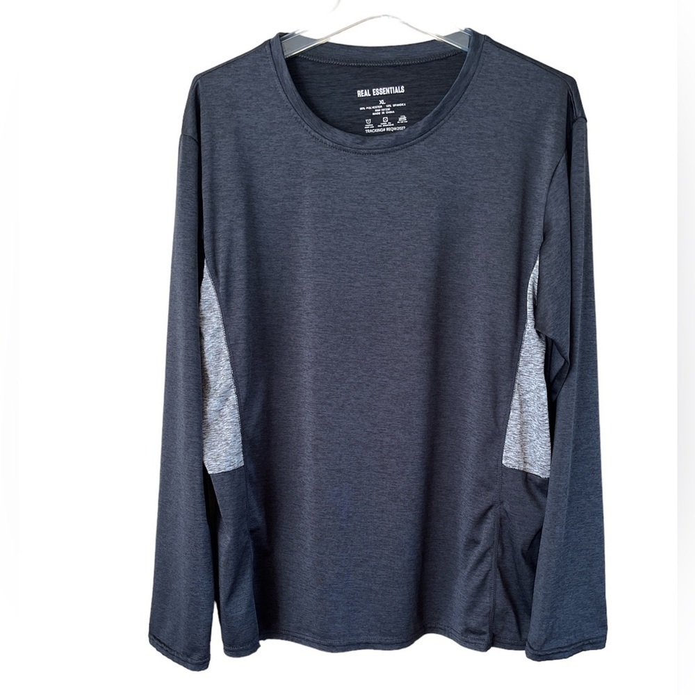 Real Essentials men’s size XL pullover polyester spandex long sleeves dark gray